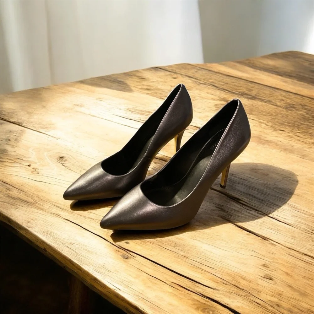 WHBM Silver Women's 3.5 inch Heels - Picture 3 of 6